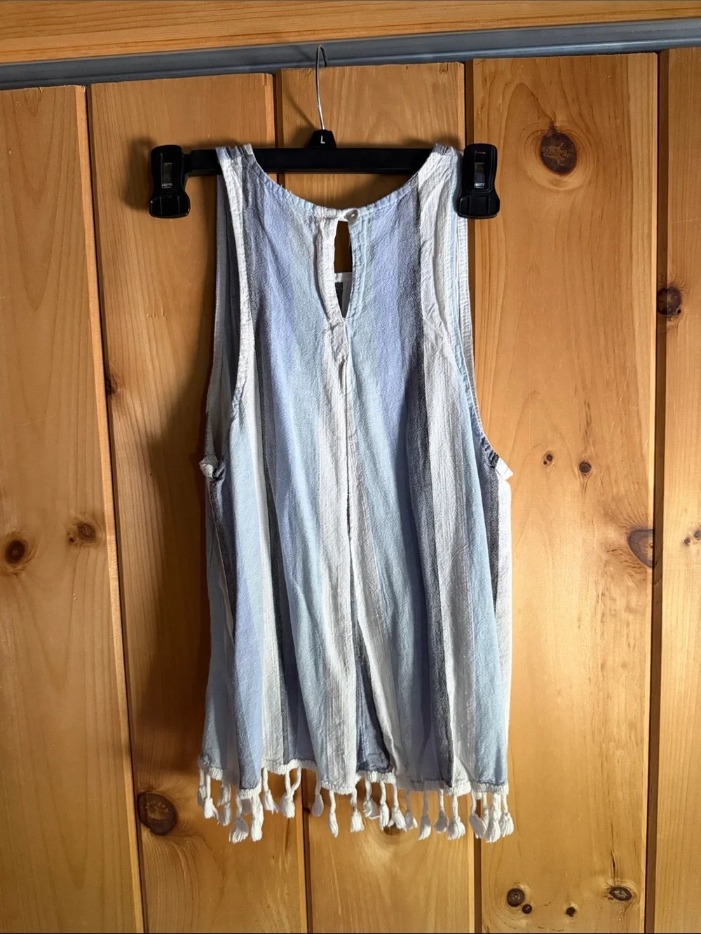 Light Blue Striped Cotton Tassel Matching Set